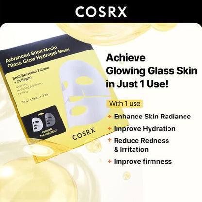 COSRX Advanced Snail Mucin Glass Glow Hydrogel Mask 34g X 3ea