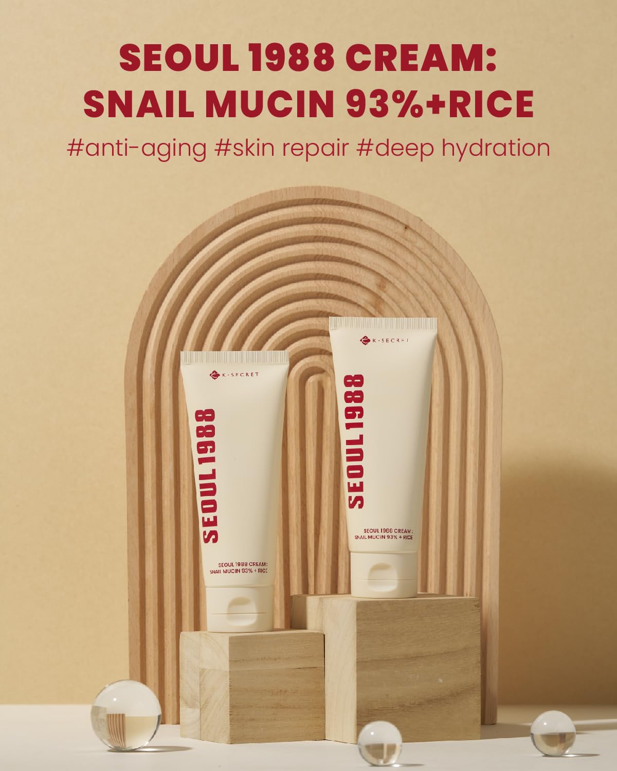 K-SECRET SEOUL 1988 Cream : Snail Mucin 93% + Rice 100ml