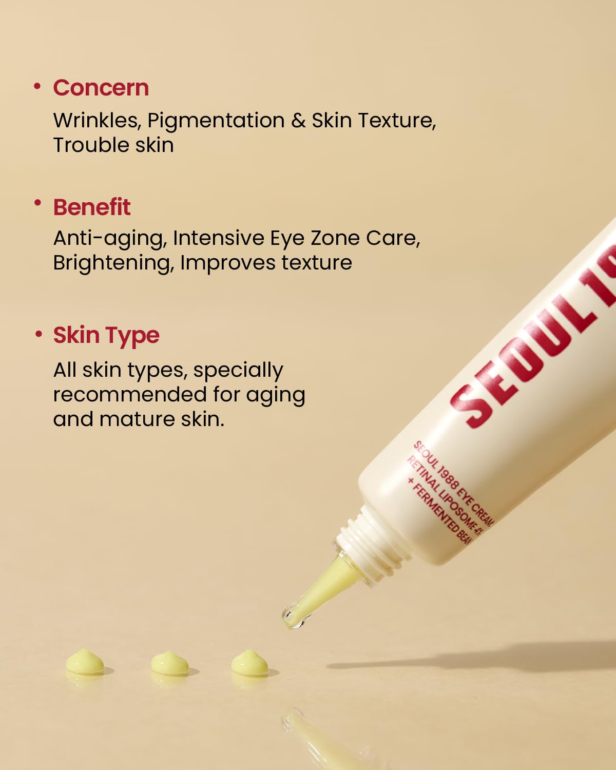 K-SECRET SEOUL 1988 Eye Cream : Retinal Liposome 4% + Fermented Bean 30ml