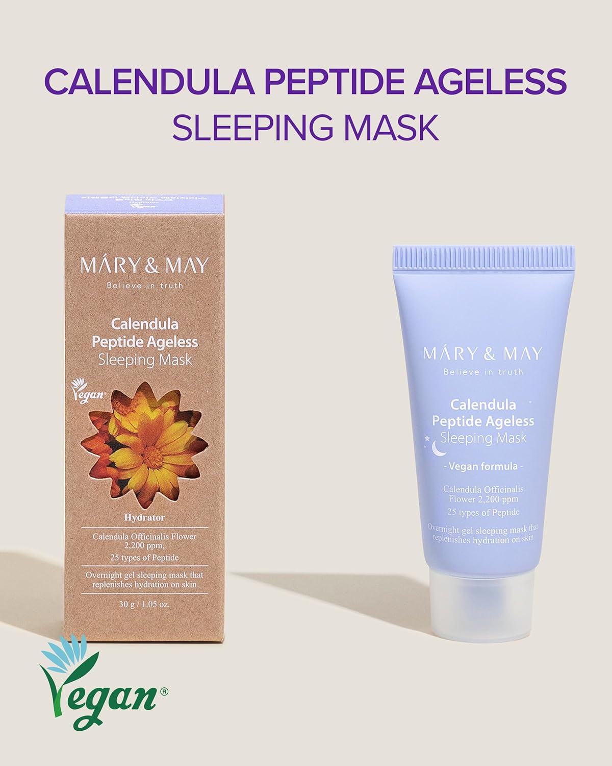 [MARY & MAY] Vegan Calendula Peptide Ageless Sleeping Mask 30g