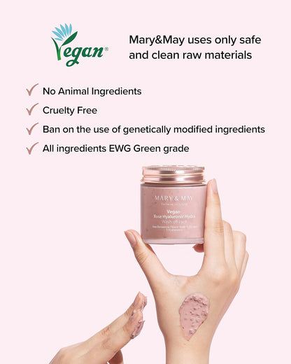 [MARY & MAY] Vegan Rose Hyaluronic Hydra Wash off Pack 125g