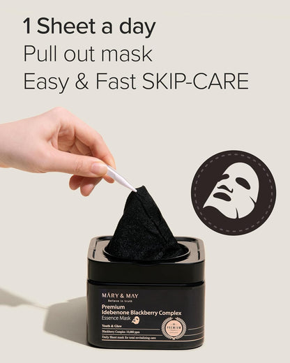 [MARY & MAY] Premium Idebenone Blackberry Complex Essence Mask 250g (20ea)