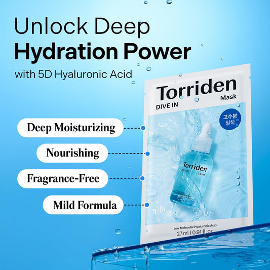 Torriden Dive-In Low Molecule Hyaluronic Acid Mask Sheet 10ea