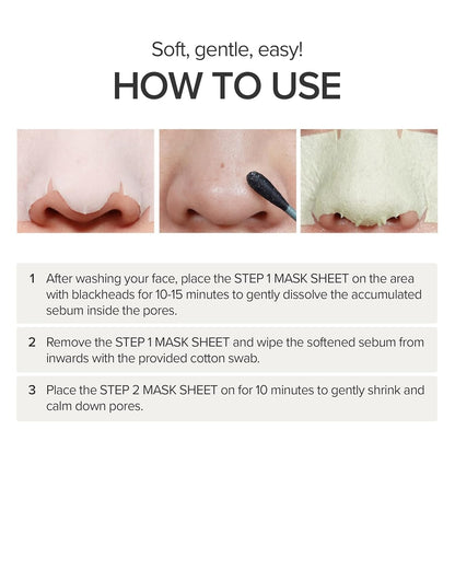 [MARY & MAY] Daily Safe Black Head Clear Nose Mask [Step1 3.5g+Step2 3.5g] X 10pcs