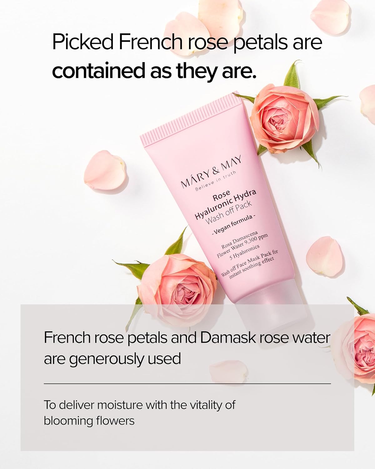 [MARY & MAY] Vegan Rose Hyaluronic Hydra Wash off Pack 30g