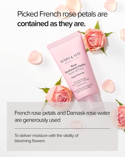 [MARY & MAY] Vegan Rose Hyaluronic Hydra Wash off Pack 30g