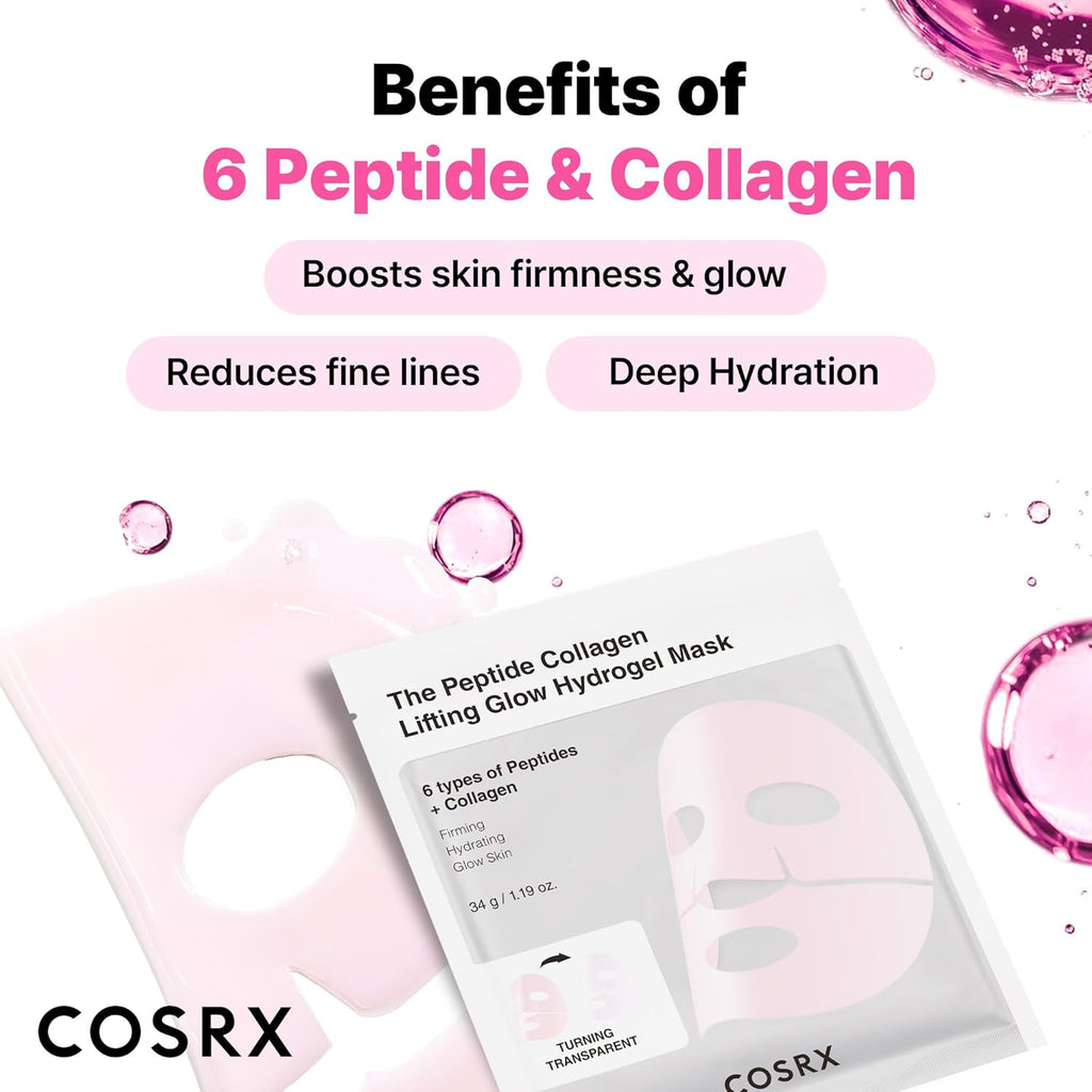 COSRX The Peptide Collagen Lifting Glow Hydrogel Mask 34g X 3ea