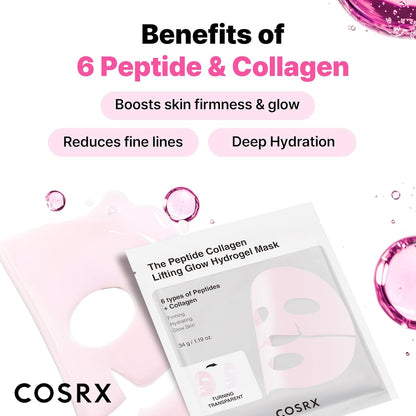 COSRX The Peptide Collagen Lifting Glow Hydrogel Mask 34g X 3ea