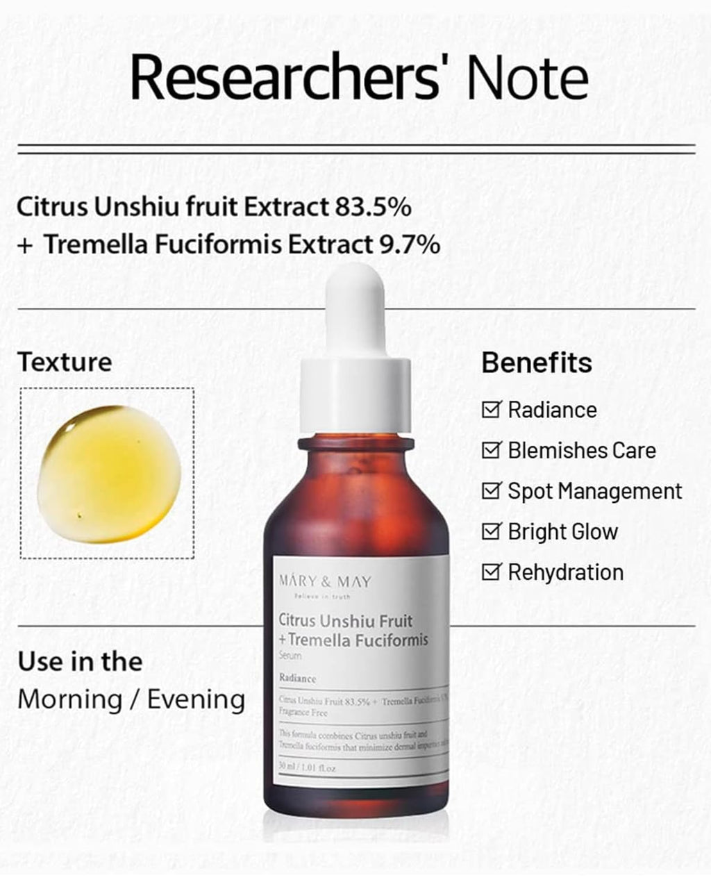 [MARY & MAY] Citrus Unshiu+Tremella Fuciformis Serum 30ml