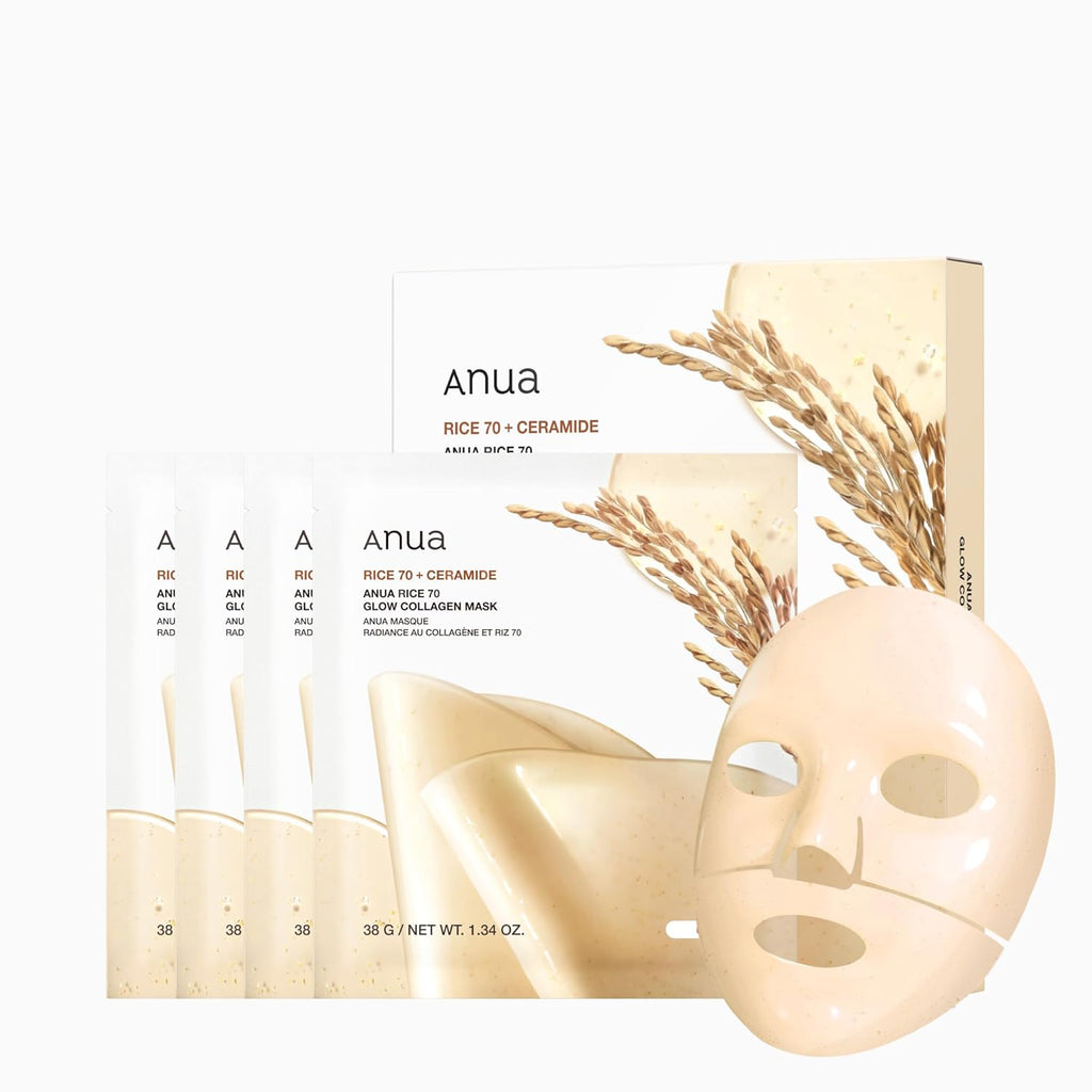 Anua Rice 70 Glow Collagen Mask 38g X 4ea