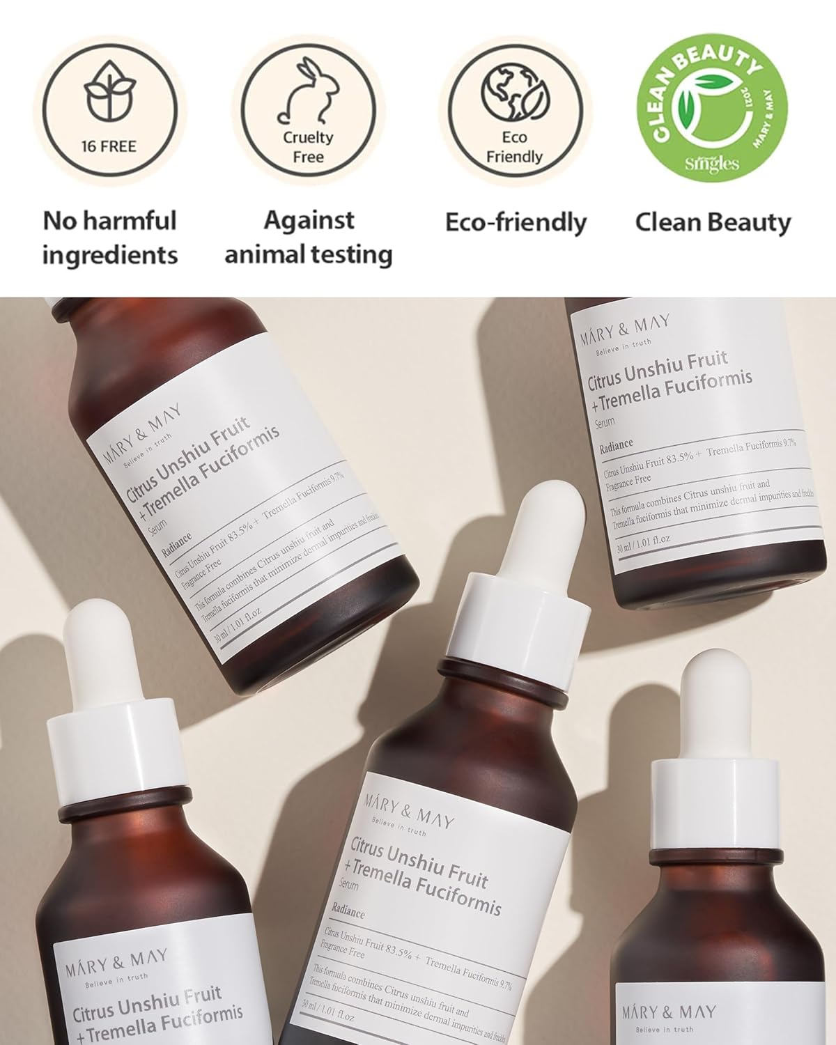 [MARY & MAY] Citrus Unshiu+Tremella Fuciformis Serum 30ml