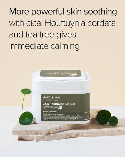 [MARY & MAY] CICA Houttuynia Tea Tree Calming Mask Sheets 30 Sheets