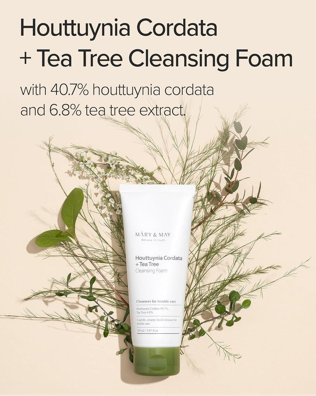 [MARY & MAY] Houttuynia Cordata + Tea Tree Cleansing Foam 150ml