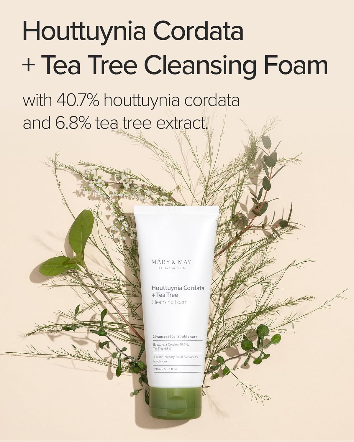 [MARY & MAY] Houttuynia Cordata + Tea Tree Cleansing Foam 150ml