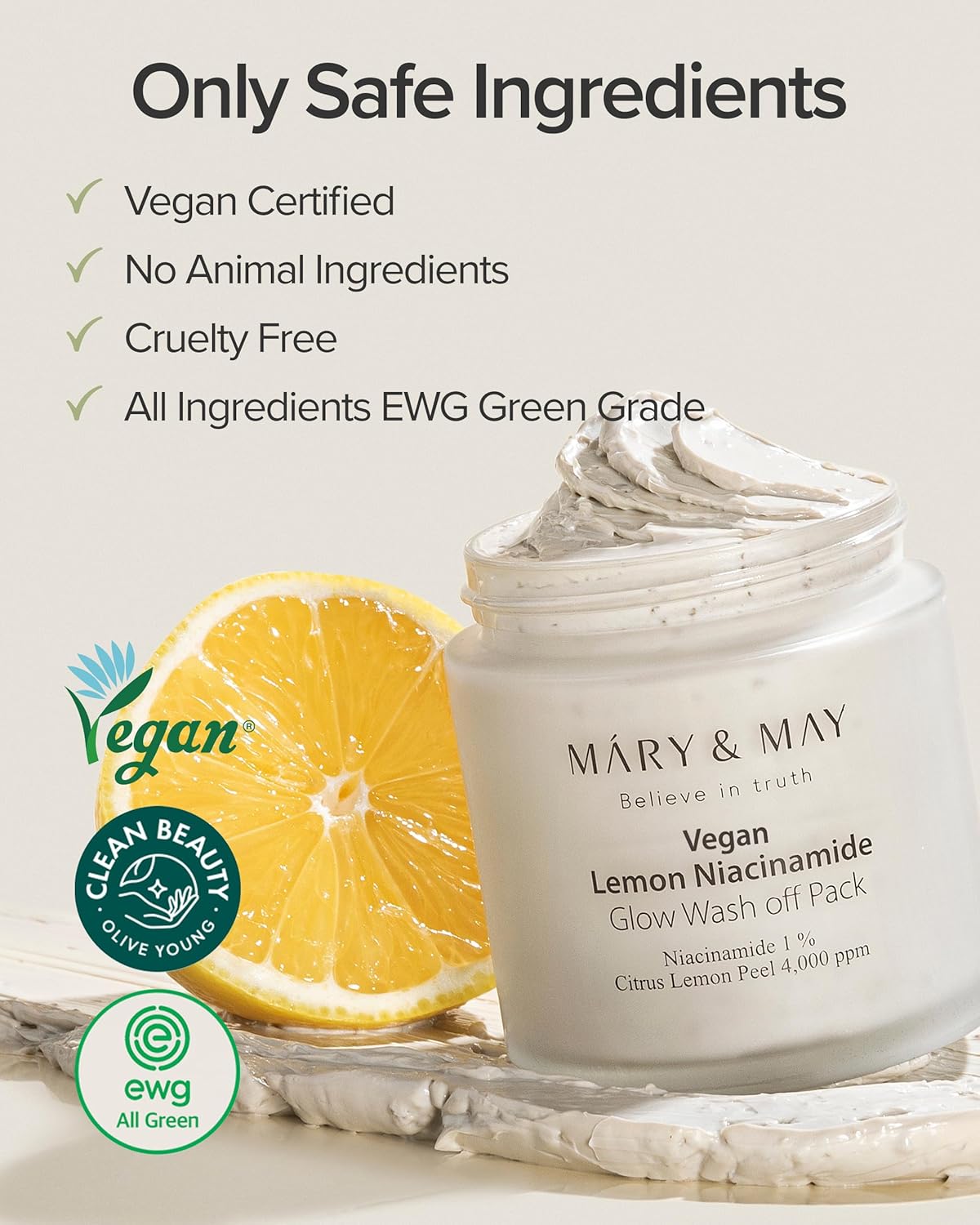 [MARY & MAY] Vegan Lemon Niacinamide Glow Wash off Pack 125g