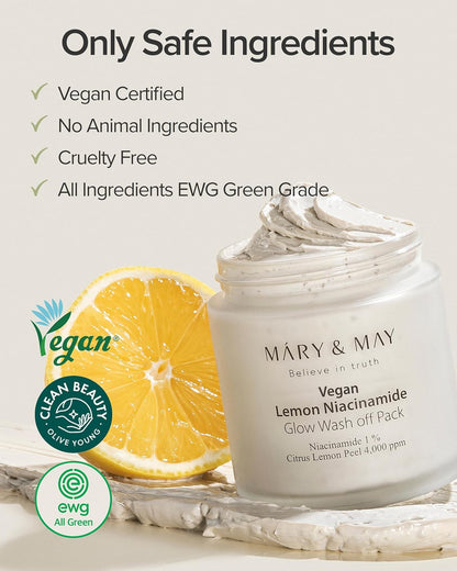 [MARY & MAY] Vegan Lemon Niacinamide Glow Wash off Pack 125g