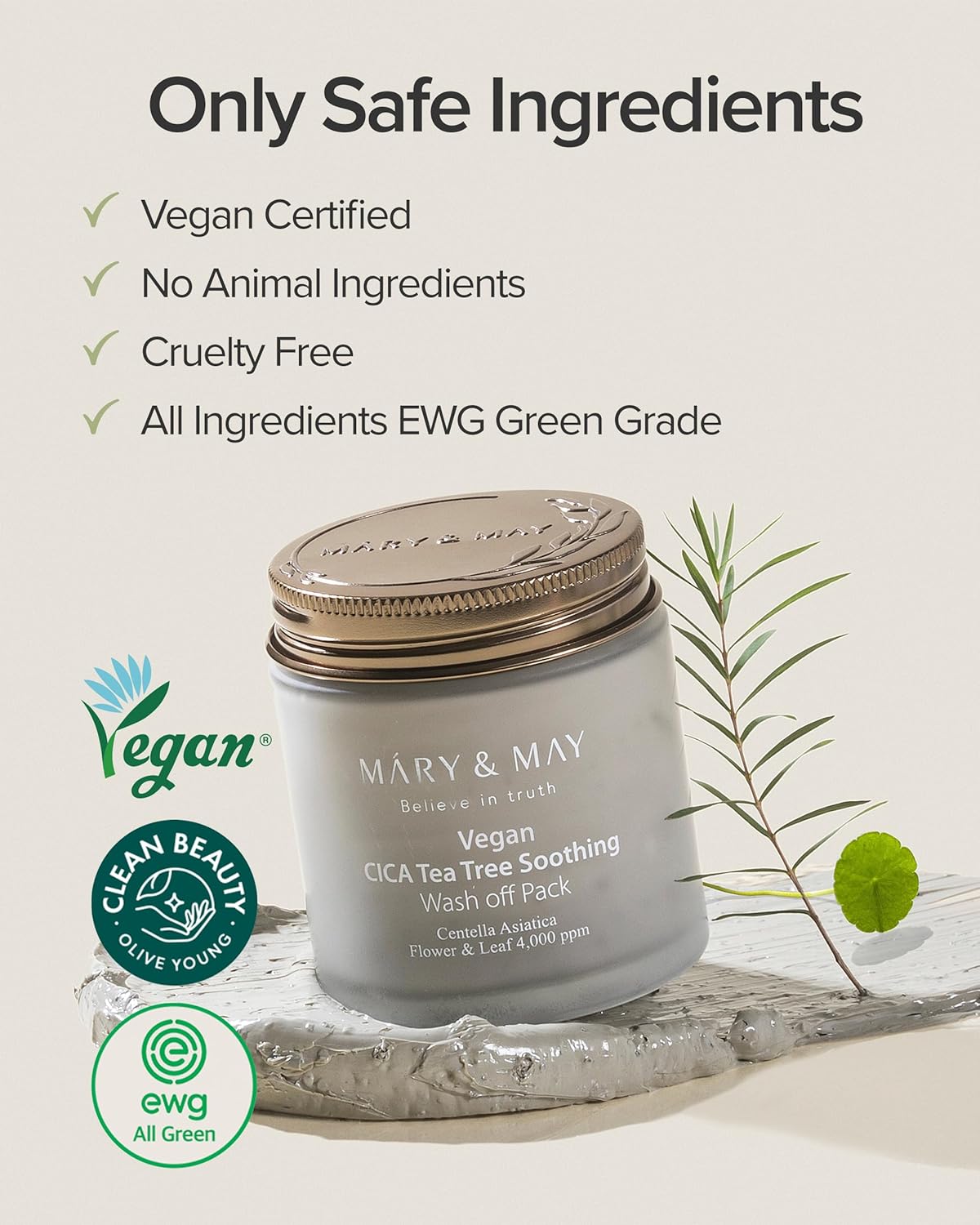 [MARY & MAY] Vegan CICA TeaTree Soothing Wash off Pack 125g