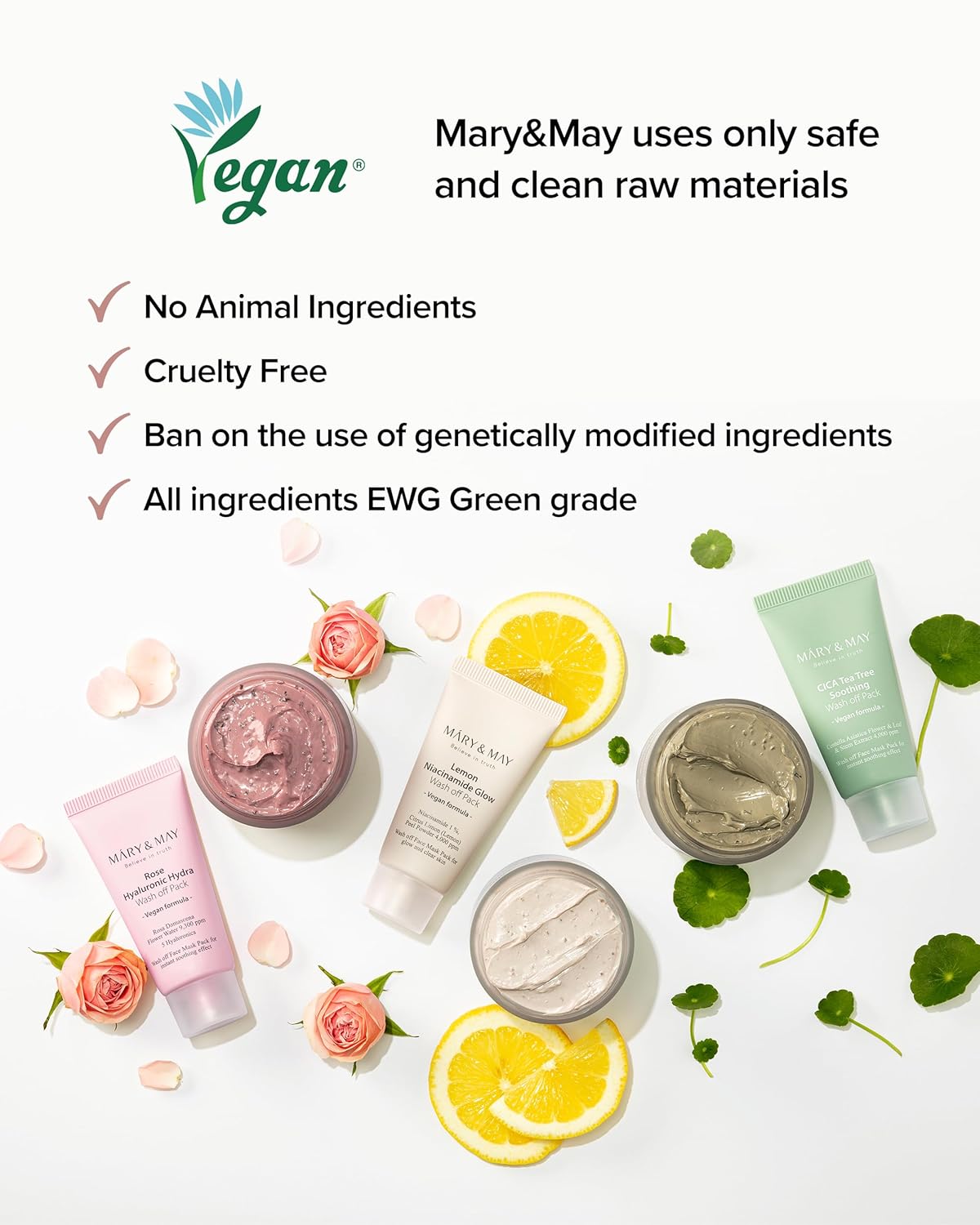 [MARY & MAY] Vegan Rose Hyaluronic Hydra Wash off Pack 30g