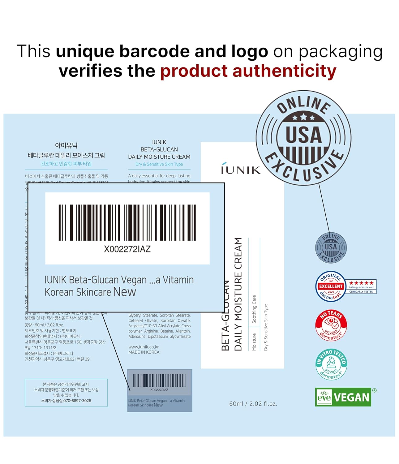 iUNIK Beta Glucan Daily Moisture Cream 60ml