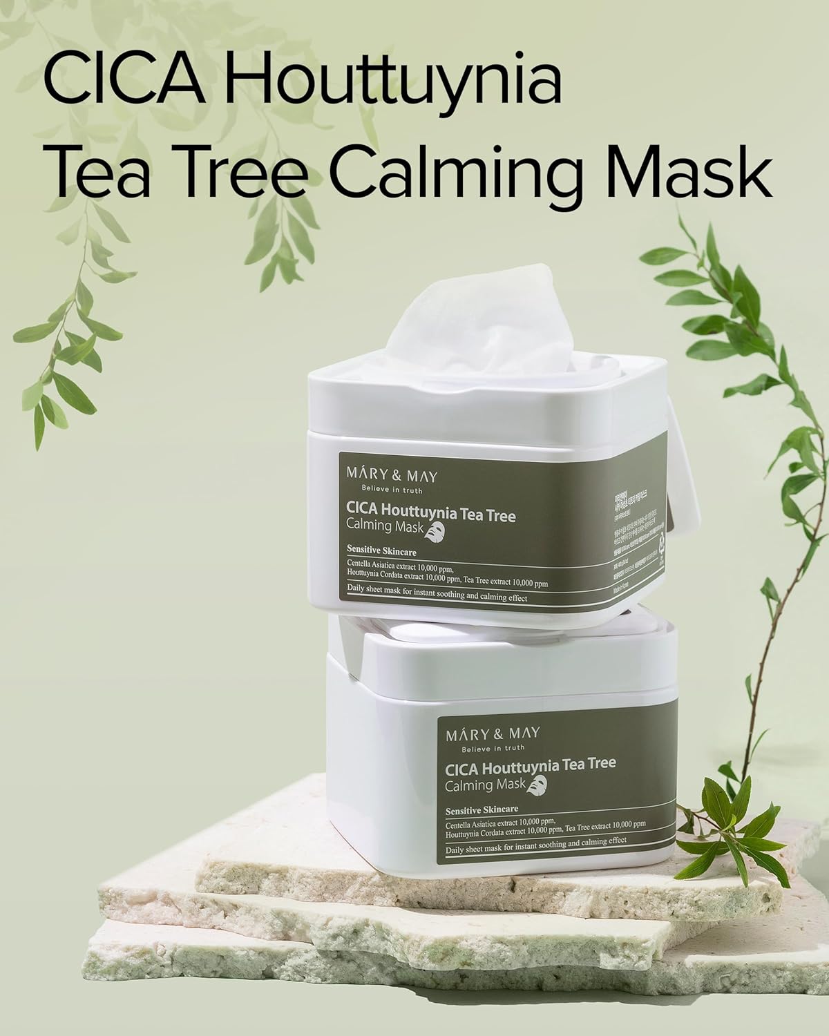 [MARY & MAY] CICA Houttuynia Tea Tree Calming Mask Sheets 30 Sheets