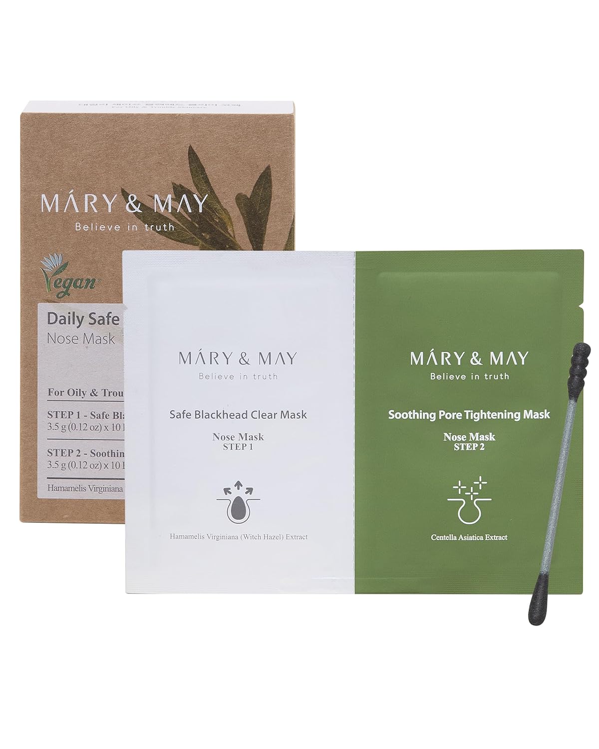 [MARY & MAY] Daily Safe Black Head Clear Nose Mask [Step1 3.5g+Step2 3.5g] X 10pcs