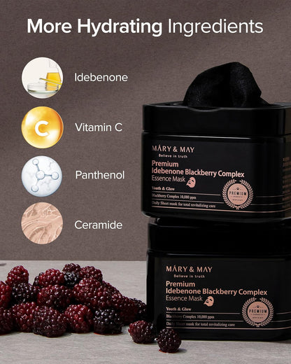 [MARY & MAY] Premium Idebenone Blackberry Complex Essence Mask 250g (20ea)
