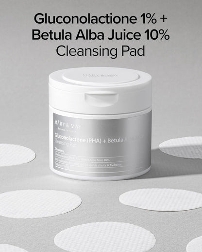 [MARY & MAY] Gluconolactone (PHA)+Betula Alba Juice Cleansing Pad 270ml (70 Pads)