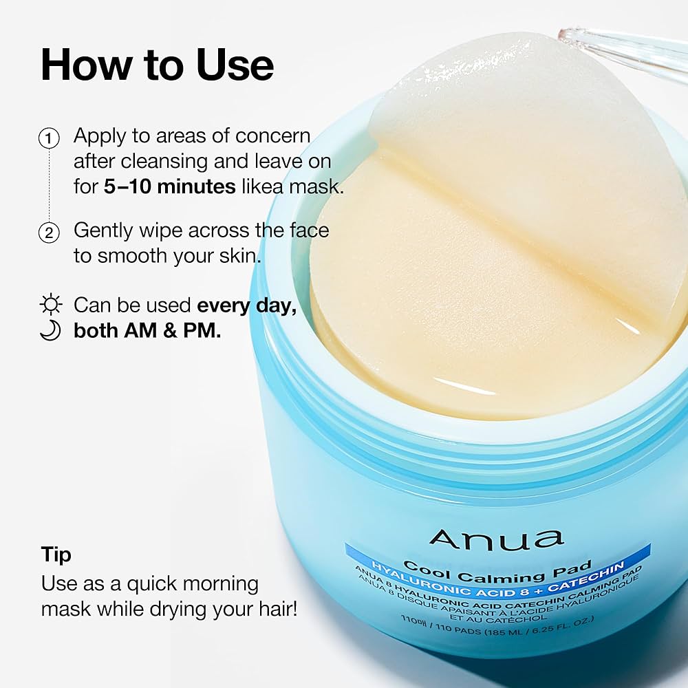 Anua 8 Hyaluronic Acid Catechin Calming Pad 185ml/110ea