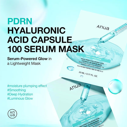Anua PDRN Hyaluronic Acid Capsule 100 Serum Mask Sheet 23ml*10ea