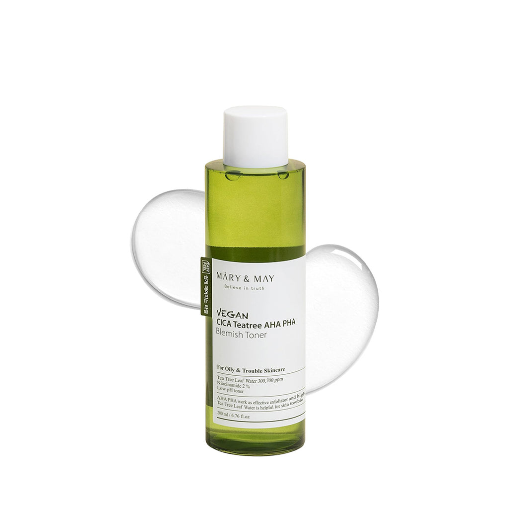 [MARY & MAY] Vegan CICA Tea Tree AHA PHA Blemish Toner 200ml